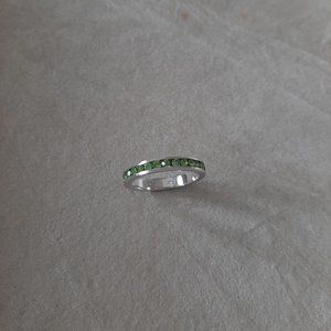 925 Sterling Silver Green Crystal Ring